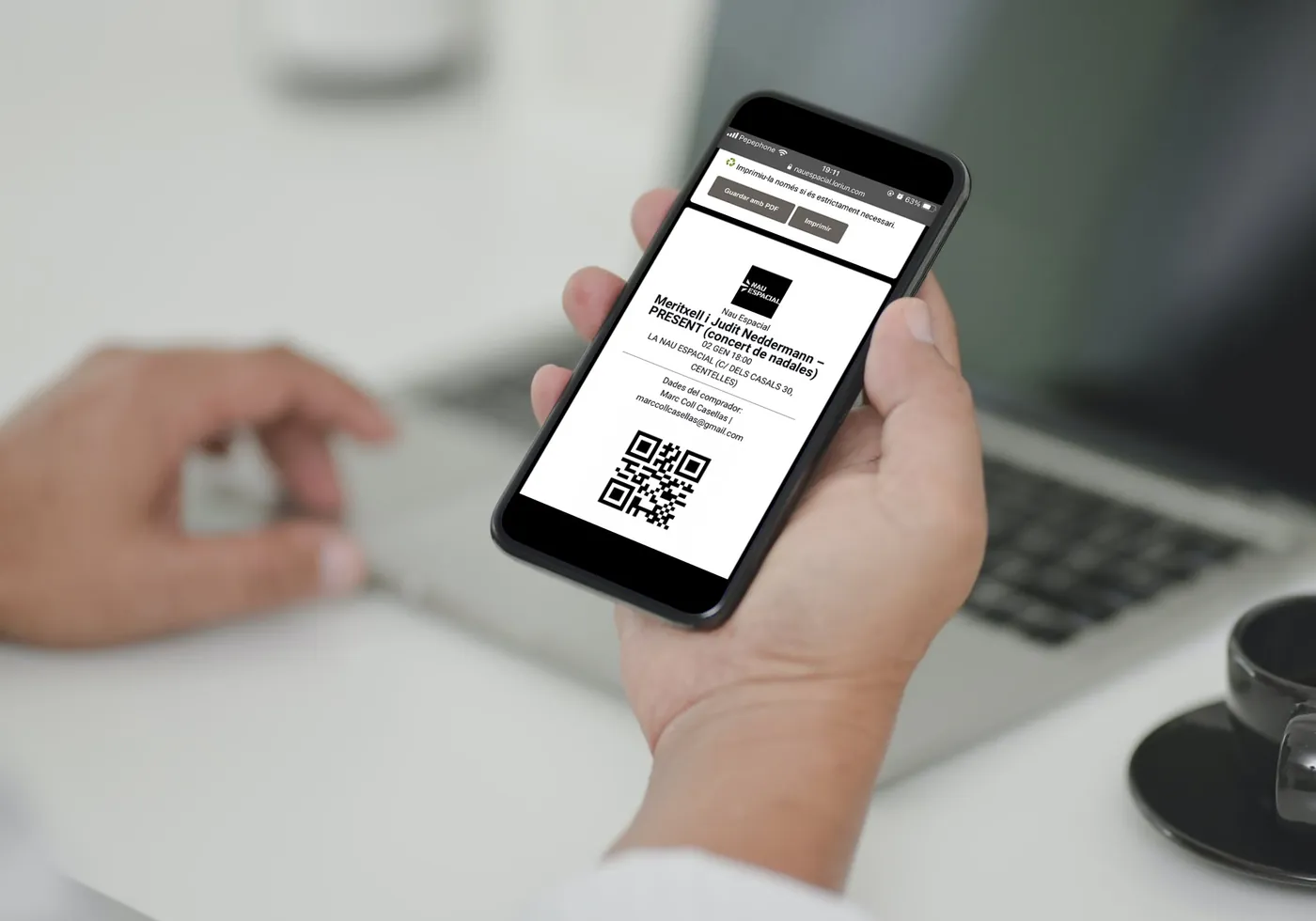 Entrada amb codi QR en un mòbil
